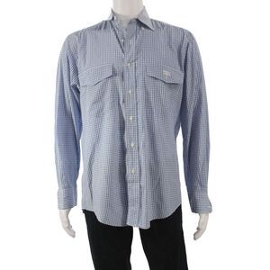 Lucchese Mens Cotton Printed Long Sleeve Button Down Shirt Blue Size S